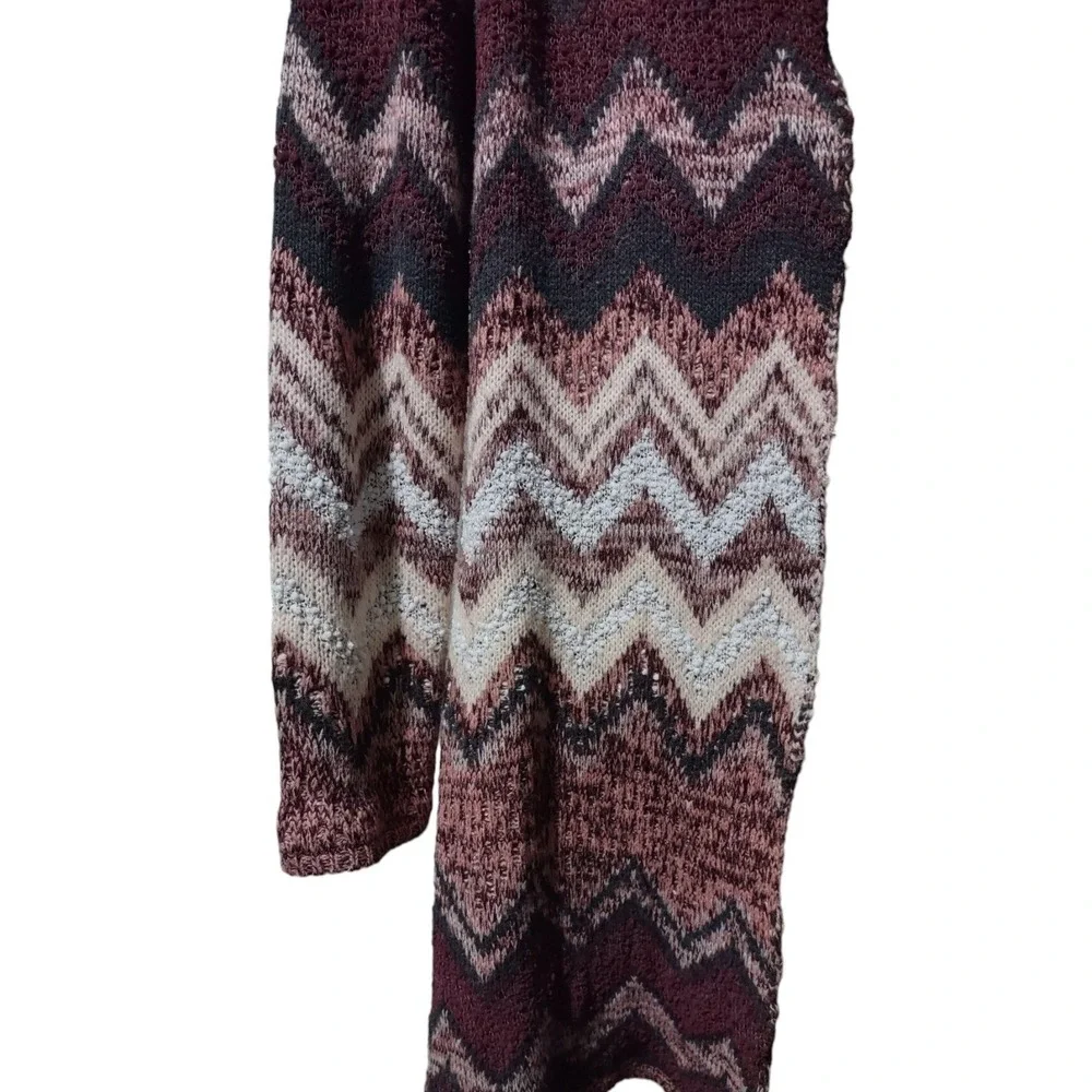 Hannah Cardigan Women's XL Open Front Long‎ Duster Colorful Sweater Side Slits
